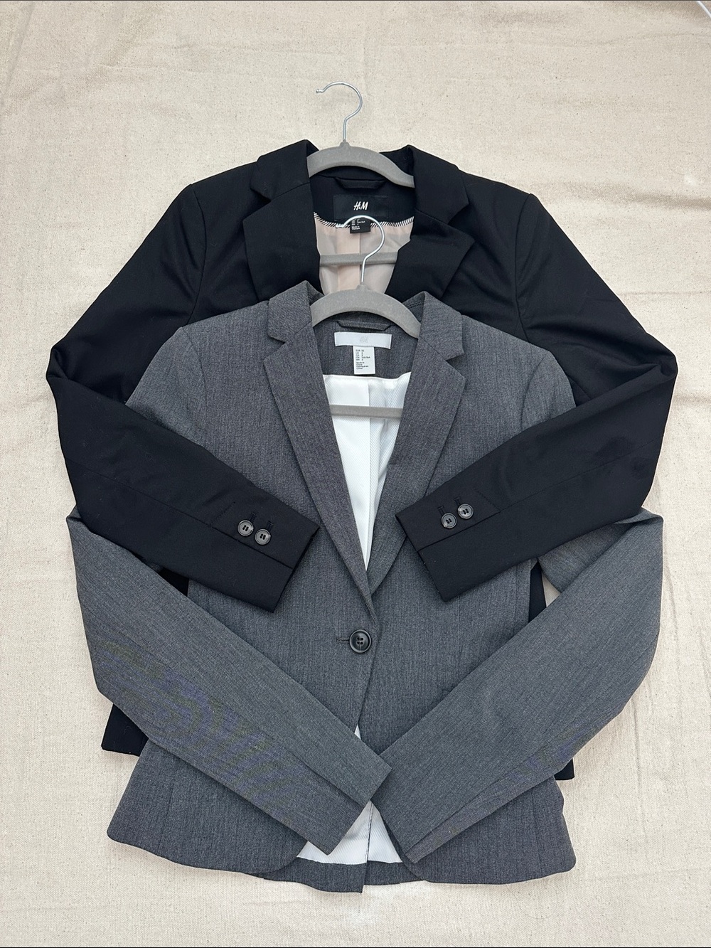 ( 2 Pieces Lot) H&M Black & Gray Tailored Blazers Duo